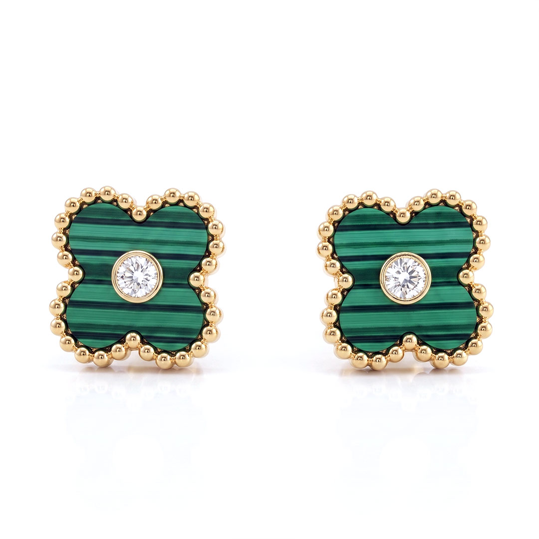 Brinco Trevo Verde Zircônia Cizan Boutique