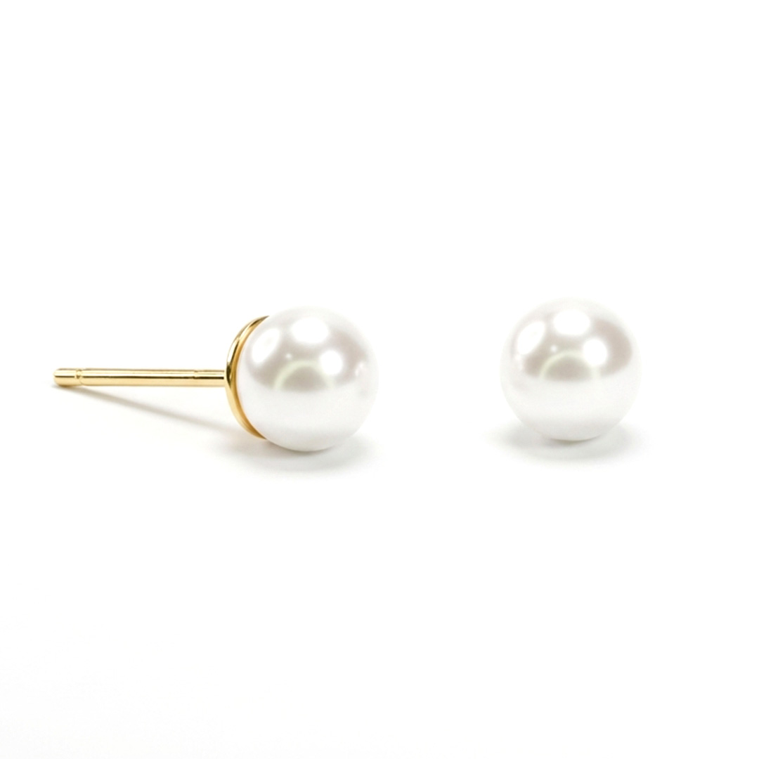 Brinco Pérola base dourado 6mm Cizan Boutique